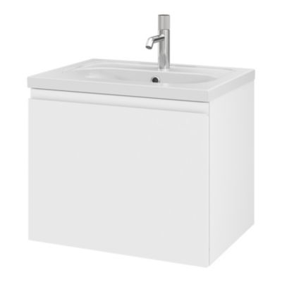 Plan vasque en céramique blanc l.60,6 x H.12,3 x P.45,2 cm, GoodHome levanna