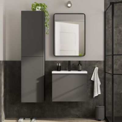 Plan vasque en céramique blanc l.60,6 x H.12,3 x P.45,2 cm, GoodHome levanna