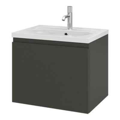 Plan vasque en céramique blanc l.60,6 x H.12,3 x P.45,2 cm, GoodHome levanna