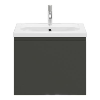 Plan vasque en céramique blanc l.60,6 x H.12,3 x P.45,2 cm, GoodHome levanna