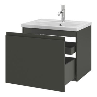 Plan vasque en céramique blanc l.60,6 x H.12,3 x P.45,2 cm, GoodHome levanna