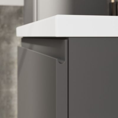 Plan vasque en céramique blanc l.60,6 x H.12,3 x P.45,2 cm, GoodHome levanna