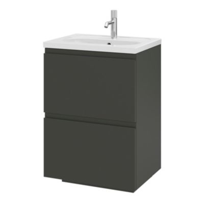 Plan vasque en céramique blanc l.60,6 x H.12,3 x P.45,2 cm, GoodHome levanna