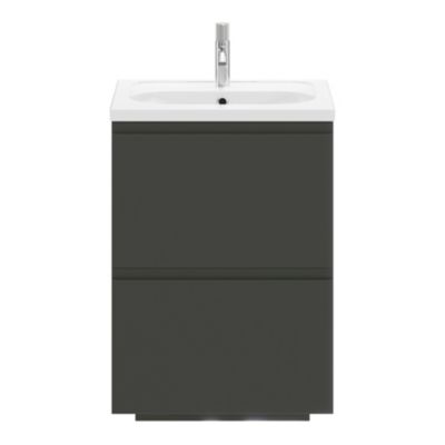 Plan vasque en céramique blanc l.60,6 x H.12,3 x P.45,2 cm, GoodHome levanna
