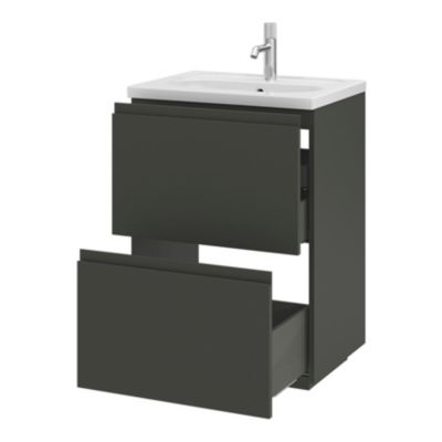Plan vasque en céramique blanc l.60,6 x H.12,3 x P.45,2 cm, GoodHome levanna