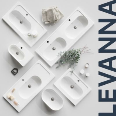 Plan vasque en céramique blanc l.60,6 x H.12,3 x P.45,2 cm, GoodHome levanna