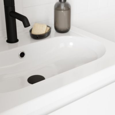 Plan vasque en céramique blanc l.60,6 x H.12,3 x P.45,2 cm, GoodHome levanna