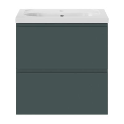Plan vasque en céramique blanc l.60,6 x H.12,3 x P.45,2 cm, GoodHome levanna