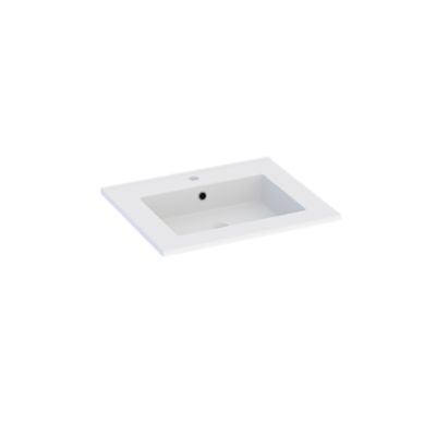 Plan vasque en céramique blanc l.60 cm, Calao