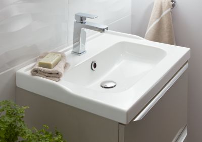 Plan vasque en céramique blanc l.60 cm, GoodHome Lana