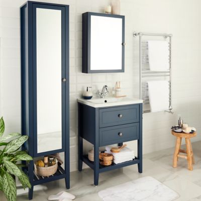 Plan vasque en céramique blanc l.60 cm, GoodHome Lana