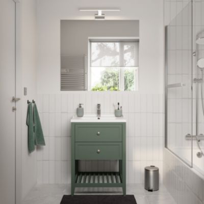 Plan vasque en céramique blanc l.60 cm, GoodHome Lana