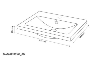 Plan vasque en céramique blanc l.60 cm, GoodHome Nira