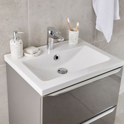 Plan vasque en céramique blanc l.60 cm, GoodHome Nira