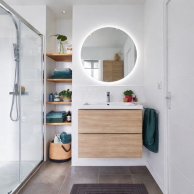 Plan vasque en céramique blanc l.60 cm, GoodHome Nira