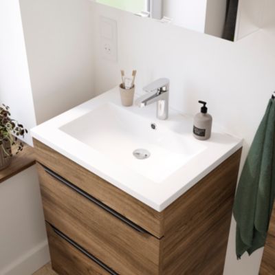 Plan vasque en céramique blanc l.60 cm, GoodHome Nira