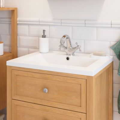 Plan vasque en céramique blanc l.60 cm, GoodHome Nira