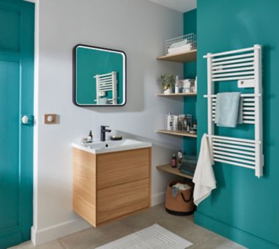 Plan vasque en céramique blanc l.60 cm, GoodHome Nira