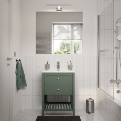 Plan vasque en céramique blanc l.60 cm, GoodHome Nira