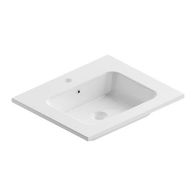 Plan vasque en céramique blanc L.60 x P.46 cm, Pura+