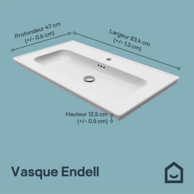 Plan vasque en céramique blanc l.80 cm, GoodHome Endell