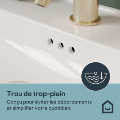 Plan vasque en céramique blanc l.80 cm, GoodHome Endell