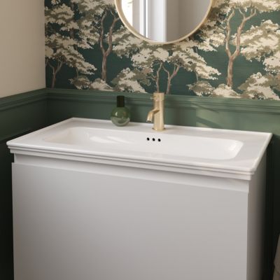 Plan vasque en céramique blanc l.80 cm, GoodHome Endell
