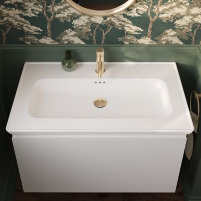Plan vasque en céramique blanc l.80 cm, GoodHome Endell