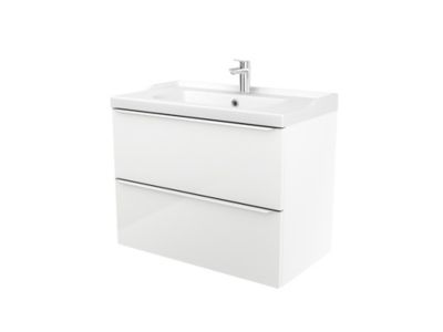Plan vasque en céramique blanc l.80 cm, GoodHome Lana