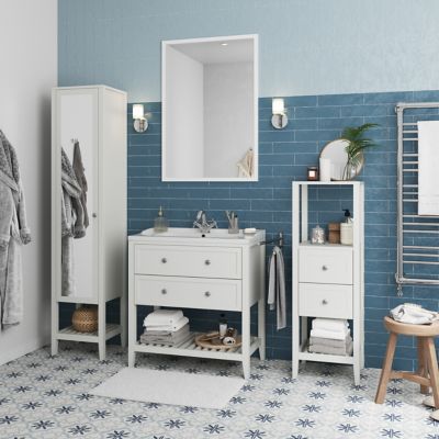 Plan vasque en céramique blanc l.80 cm, GoodHome Lana