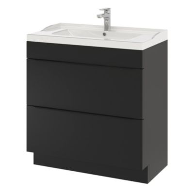 Plan vasque en céramique blanc l.80 cm, GoodHome Lana