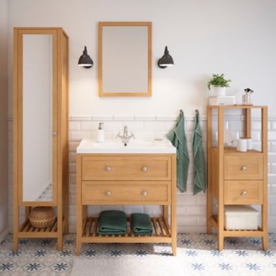 Plan vasque en céramique blanc l.80 cm, GoodHome Lana