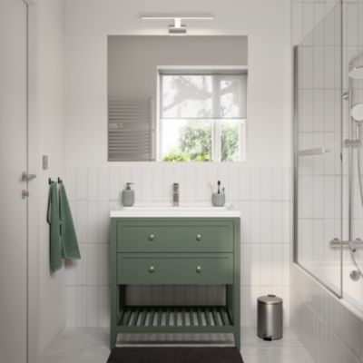 Plan vasque en céramique blanc l.80 cm, GoodHome Lana