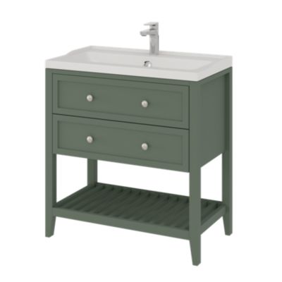 Plan vasque en céramique blanc l.80 cm, GoodHome Lana