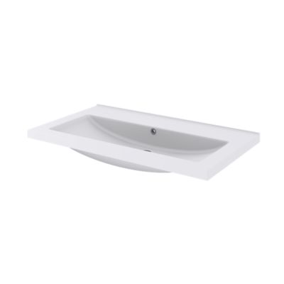 Plan vasque en céramique blanc l.80 cm, GoodHome Nira
