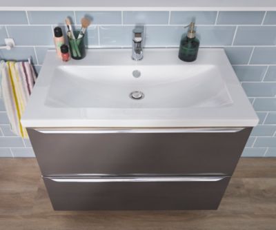 Plan vasque en céramique blanc l.80 cm, GoodHome Nira