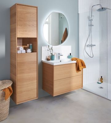 Plan vasque en céramique blanc l.80 cm, GoodHome Nira