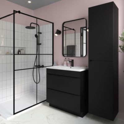 Plan vasque en céramique blanc l.80 cm, GoodHome Nira