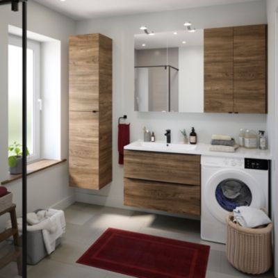 Plan vasque en céramique blanc l.80 cm, GoodHome Nira