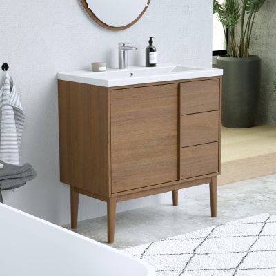 Plan vasque en céramique blanc l.80 cm, GoodHome Nira