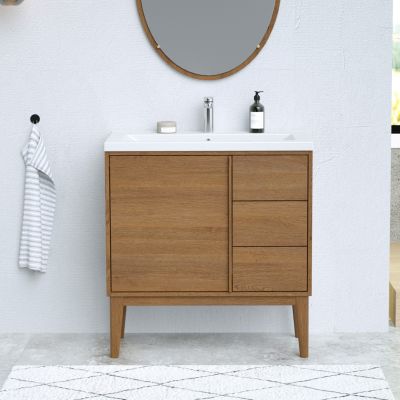 Plan vasque en céramique blanc l.80 cm, GoodHome Nira
