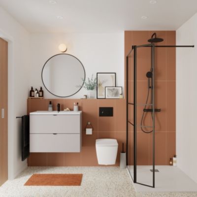 Plan vasque en céramique blanc l.80 cm, GoodHome Nira