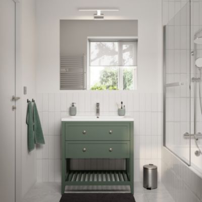 Plan vasque en céramique blanc l.80 cm, GoodHome Nira