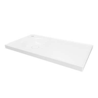 Plan vasque en céramique blanc l.80 x P.45 cm avec plage de dépose à droite, Kentia