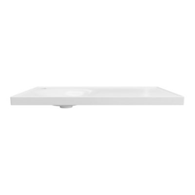 Plan vasque en céramique blanc l.80 x P.45 cm avec plage de dépose à droite, Kentia