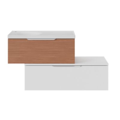 Plan vasque en céramique blanc l.80 x P.45 cm avec plage de dépose à droite, Kentia