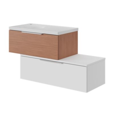 Plan vasque en céramique blanc l.80 x P.45 cm avec plage de dépose à droite, Kentia