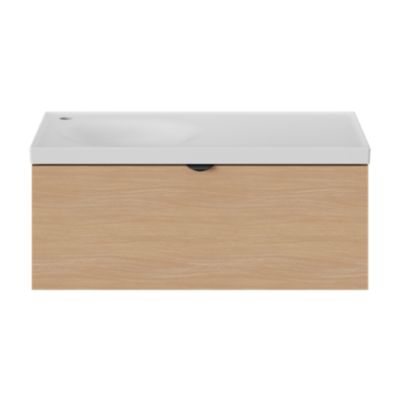 Plan vasque en céramique blanc l.80 x P.45 cm avec plage de dépose à droite, Kentia