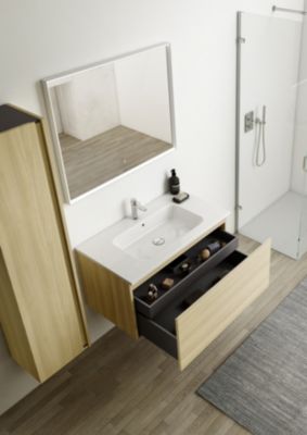 Plan vasque en céramique blanc l.90 cm, Pura+