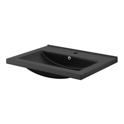 Plan vasque en céramique noir l.60 cm, GoodHome Nira